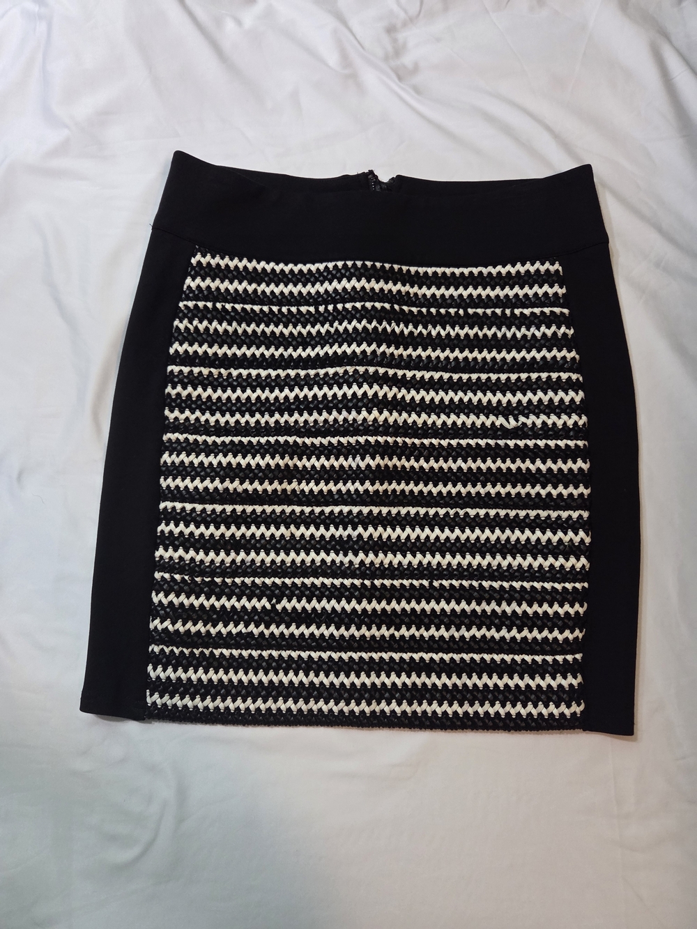 Greylin Black and White Striped Knit Pencil Skirt
